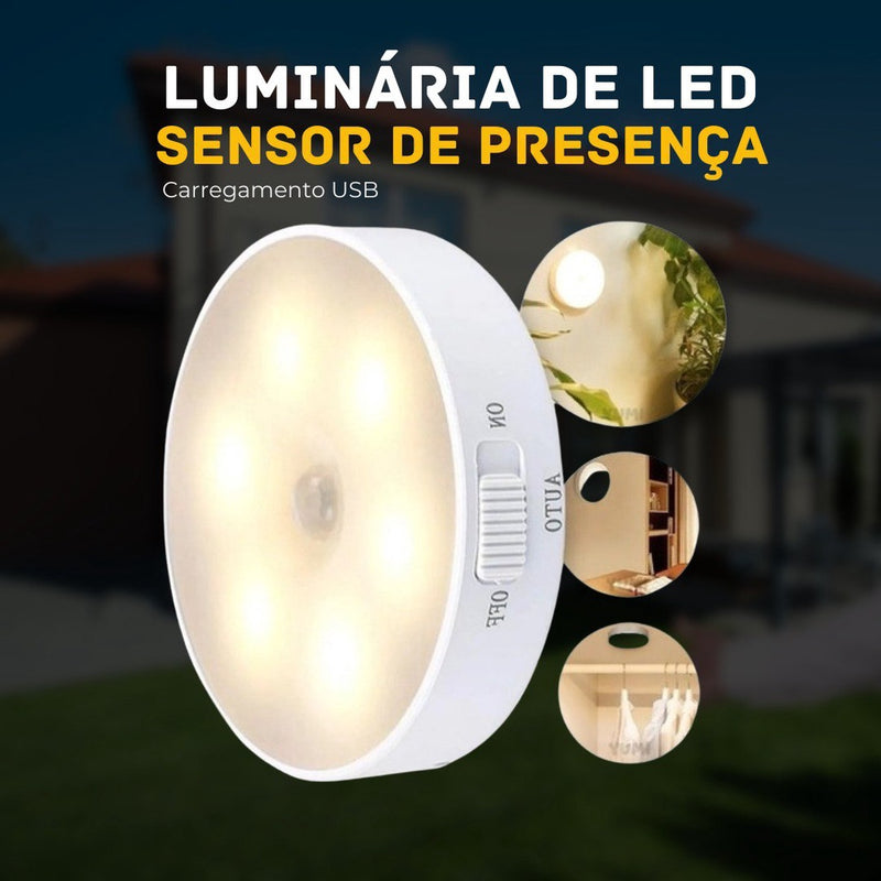 LUMINÁRIA DE LED SENSOR PRESENÇA E MOVIMENTO USB