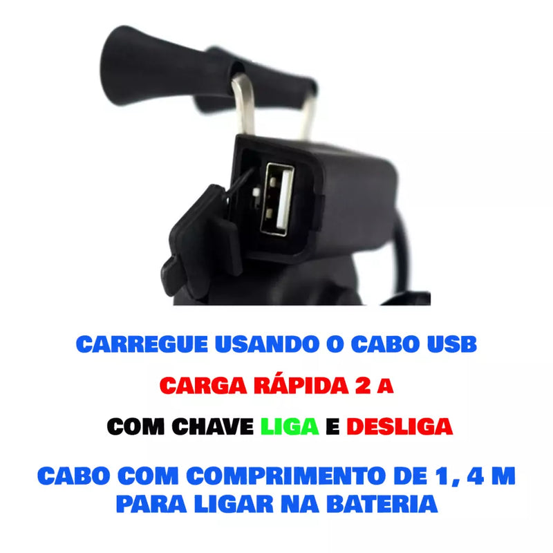 Suporte de Moto para Celular com Carregador