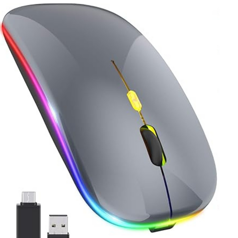 MOUSE SEM FIO USB RECARREGÁVEL RGB LED